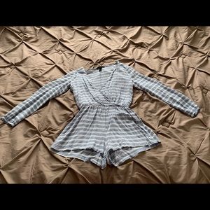 Forever 21 Striped Blue Romper